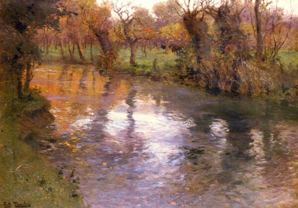 An Orchard On The Banks Of A River by Fritz Thaulow, hand-painted oil painting reproduction
