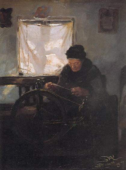 Anciana en la rueca by Peder Severin Krøyer, hand-painted oil reproduction