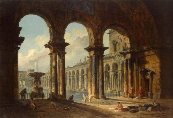 Ancient Ruins Used as Public Baths by Hubert Robert, hand-painted oil painting reproduction