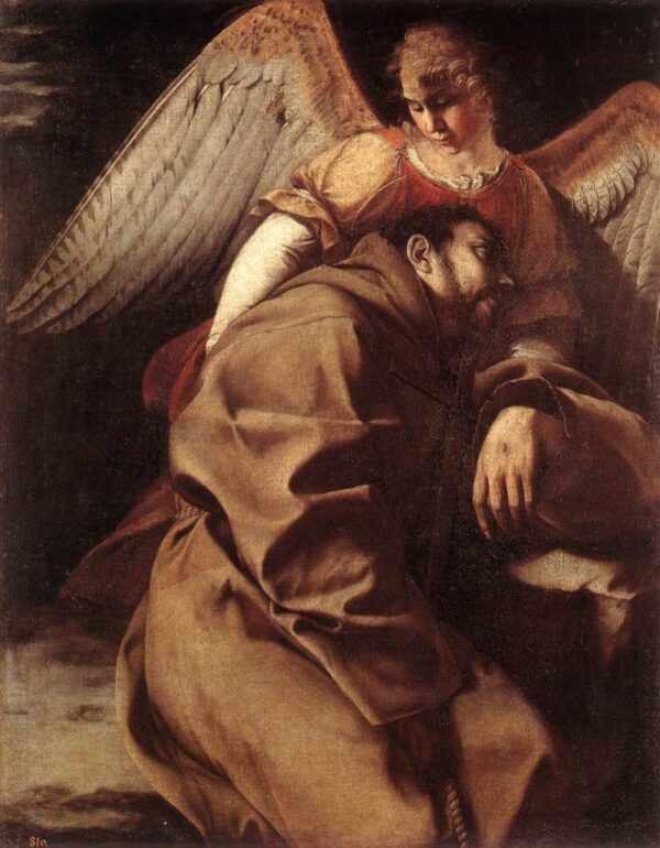 Saint Francis Supported by an Angel by Orazio Gentileschi, hand-painted oil painting reproduction