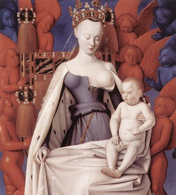 Virgin And Child Surrounded By Angels by Jean Fouquet, hand-painted oil painting reproduction