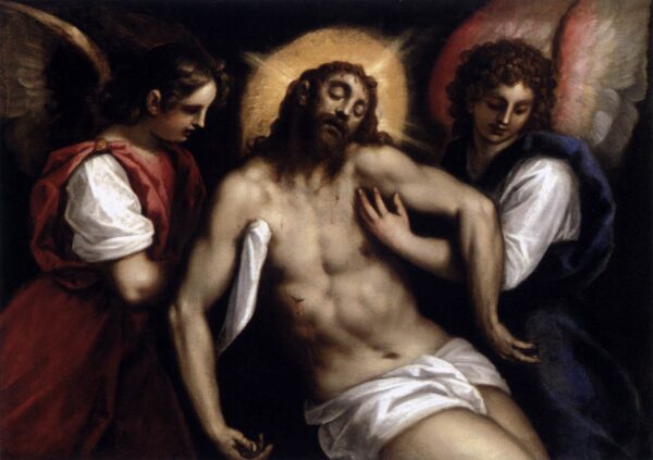 The Dead Christ with Two Angels by Palma il Giovane, hand-painted oil painting reproduction