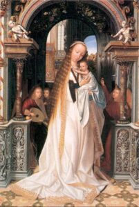 Virgin and Child Surrounded by Angels by Quentin Massys, hand-painted oil painting reproduction