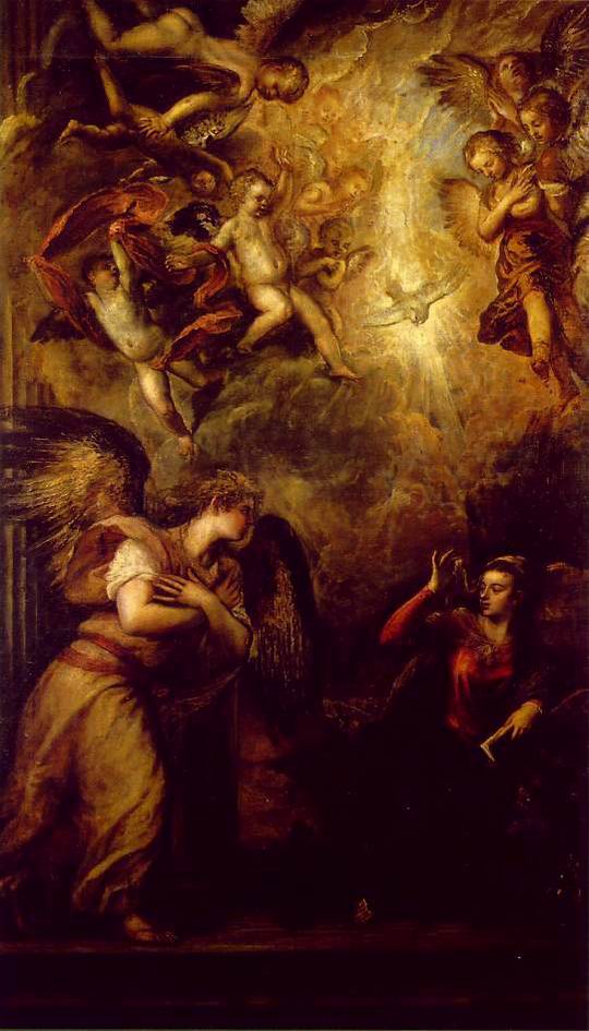 Annunciation Angel by Titian, hand-painted oil reproduction