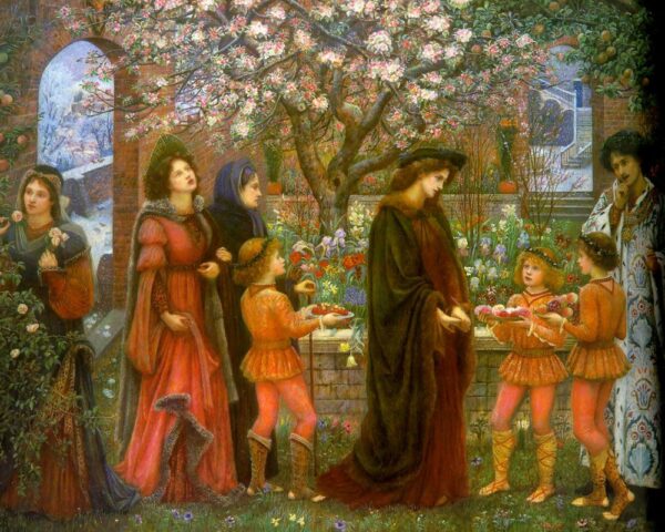 The Enchanted Garden of Messer Ansaldo by Marie Spartali Stillman, hand-painted oil painting reproduction