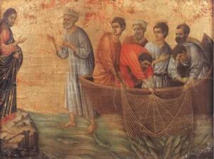 Appearence on Lake Tiberias by Duccio di Buoninsegna, hand-painted oil painting reproduction