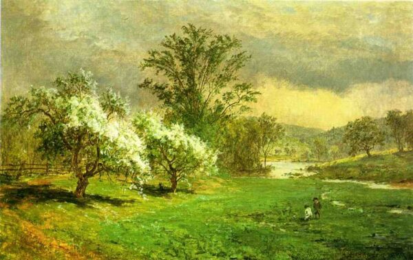 Apple Blossom Time by Jasper Francis Cropsey, hand-painted oil painting reproduction