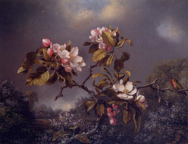 Apple Blossoms and Hummingbird by Martin Johnson Heade, hand-painted oil painting reproduction