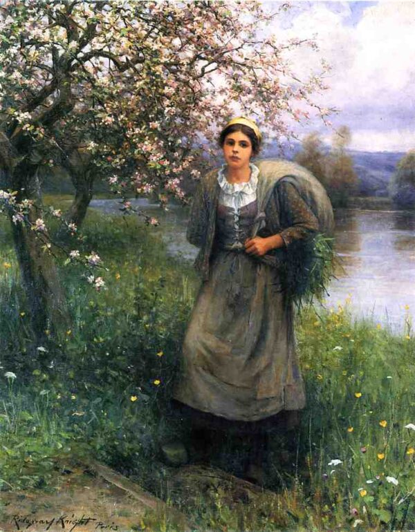 Apple Blossoms in Normandy by Daniel Ridgway Knight, hand-painted oil painting reproduction