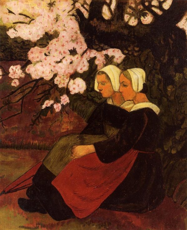 Two Breton Women under a Flowering Apple Tree by Paul Sérusier, hand-painted oil painting reproduction