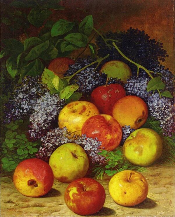 Apples and Lilacs by William Mason Brown, hand-painted oil painting reproduction