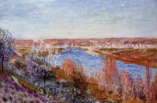 Village of Champagne at Sunset – April by Alfred Sisley, hand-painted oil painting reproduction