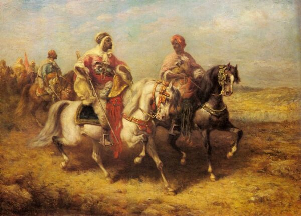 Arab Chieftain And His Entourage by Adolf Schreyer, hand-painted oil painting reproduction