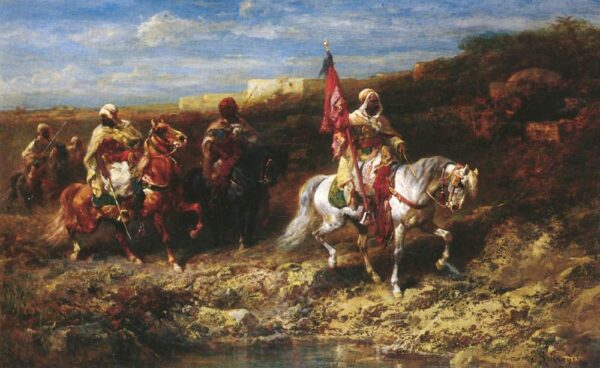Arab Horseman In A Landscape by Adolf Schreyer, hand-painted oil painting reproduction