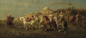 Arab Horsemen by Adolf Schreyer, hand-painted oil painting reproduction