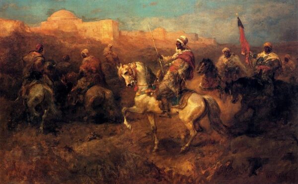 Arab Horsemen On The March by Adolf Schreyer, hand-painted oil painting reproduction