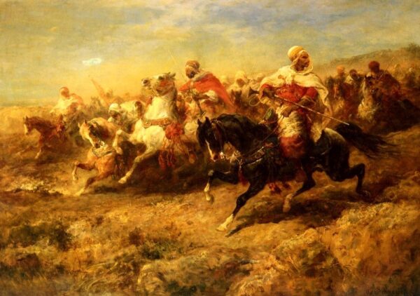 Arabian Horsemen by Adolf Schreyer, hand-painted oil painting reproduction