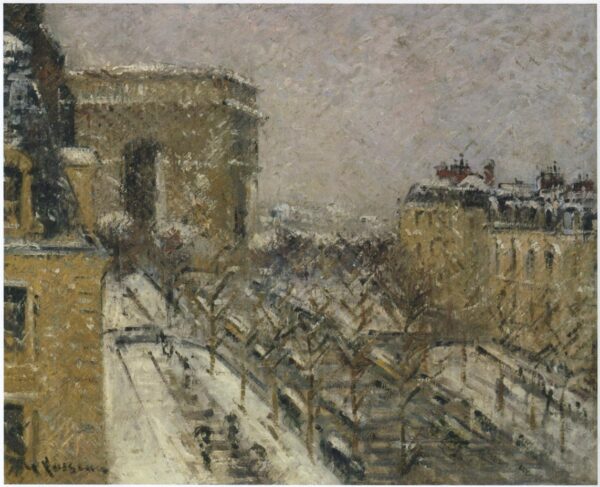 Arc de Triomphe in the Snow by Gustave Loiseau, hand-painted oil painting reproduction