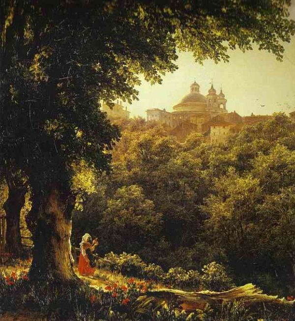 Ariccia Near Rome by Mikhail Lebedev, hand-painted oil painting reproduction