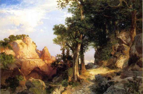 On the Berry Trail – Grand Canyon of Arizona by Thomas Moran, hand-painted oil painting reproduction
