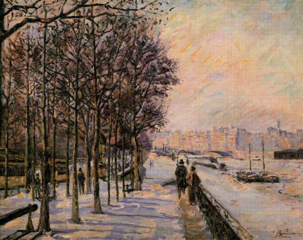 Quai of the Gare snow Impression by Armand Guillaumin, hand-painted oil painting reproduction