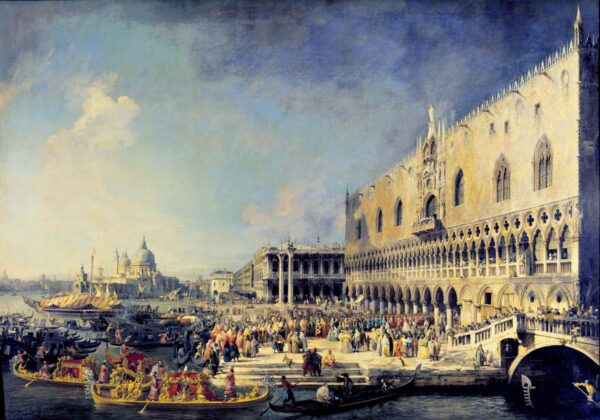Arrival of the French Ambassador at the Doge’s Palace by Canaletto, hand-painted oil painting reproduction