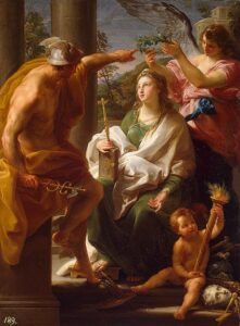 Mercury Crowning Philosophy, Mother of the Arts by Pompeo Batoni, hand-painted oil painting reproduction
