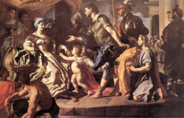 Dido Receiving Aeneas and Cupid Disguised as Ascanius by Francesco Solimena, hand-painted oil painting reproduction