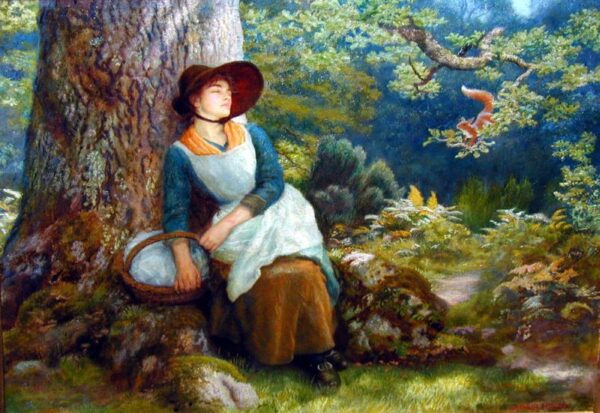 Asleep in the Woods by Arthur Hughes, hand-painted oil painting reproduction