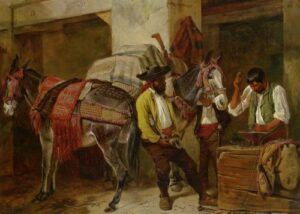 At The Blacksmiths Shop by Richard Ansdell, hand-painted oil painting reproduction