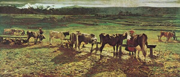 At The Fence by Giovanni Segantini, hand-painted oil painting reproduction