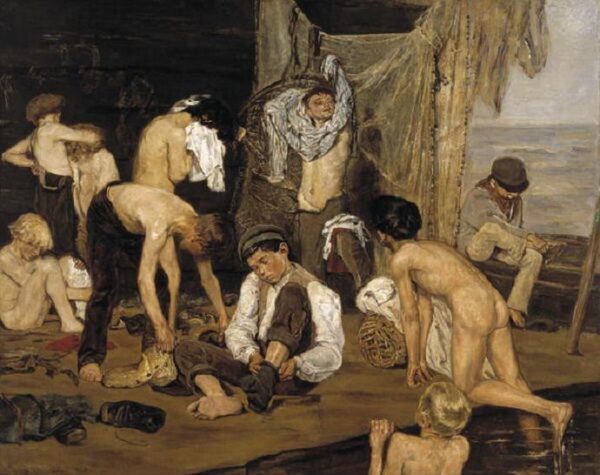 At The Swimming Hole by Max Liebermann, hand-painted oil painting reproduction