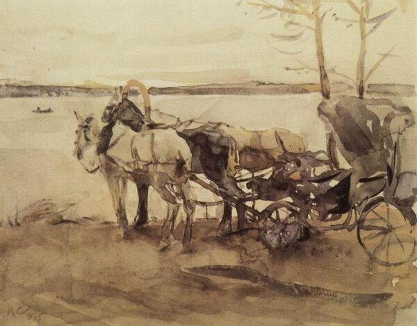 At the Ferry by Valentin Alexandrovich Serov, hand-painted oil painting reproduction