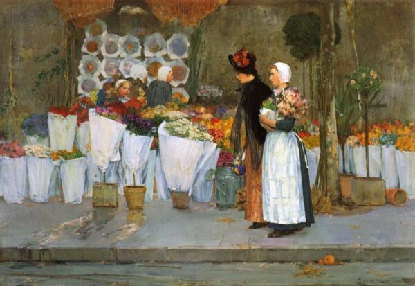 At the Florist by Frederick Childe Hassam, hand-painted oil painting reproduction