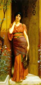 At the Garden Door by John William Godward, hand-painted oil painting reproduction