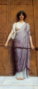 At the Gate of the Temple by John William Godward, hand-painted oil painting reproduction