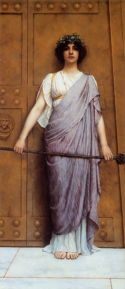 At the Gate of the Temple by John William Godward, hand-painted oil reproduction