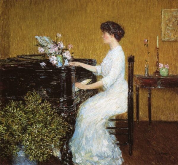 At the Piano by Frederick Childe Hassam, hand-painted oil painting reproduction