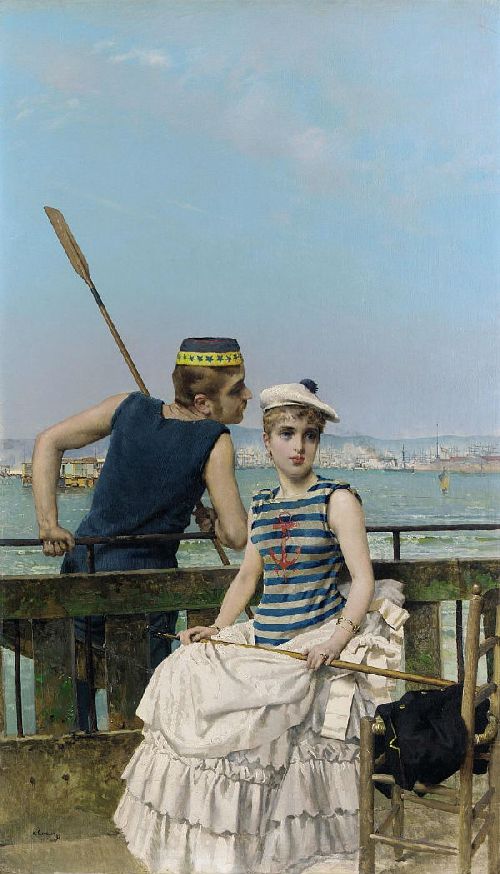 At the Regatta by Vittorio Corcos, hand-painted oil reproduction