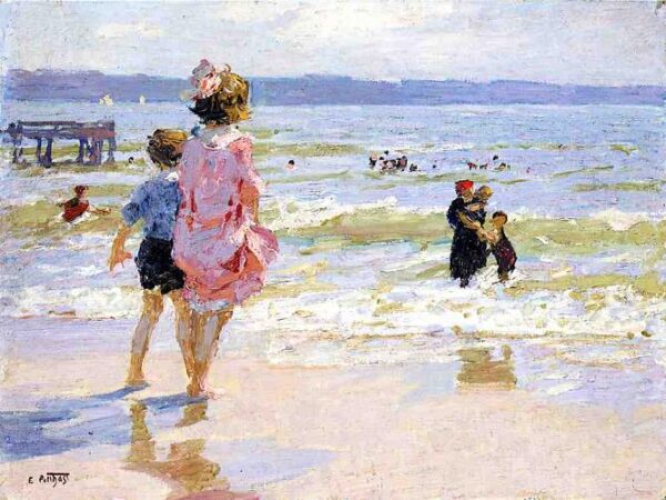 At the Seashore by Edward Henry Potthast, hand-painted oil painting reproduction