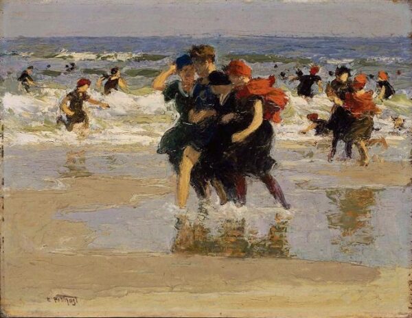 At the Seaside by Edward Henry Potthast, hand-painted oil painting reproduction