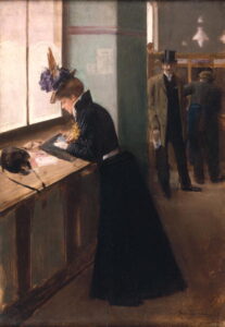 At the Telegraph by Jean Béraud, hand-painted oil painting reproduction