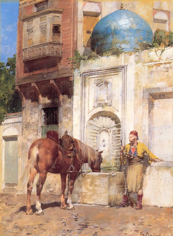 At the Well by Alberto Pasini, hand-painted oil painting reproduction