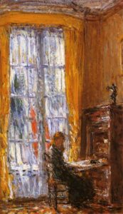At the Writing Desk by Frederick Childe Hassam, hand-painted oil painting reproduction