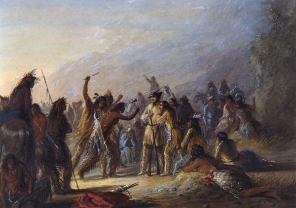 Attack by Crow Indians by Alfred Jacob Miller, hand-painted oil painting reproduction