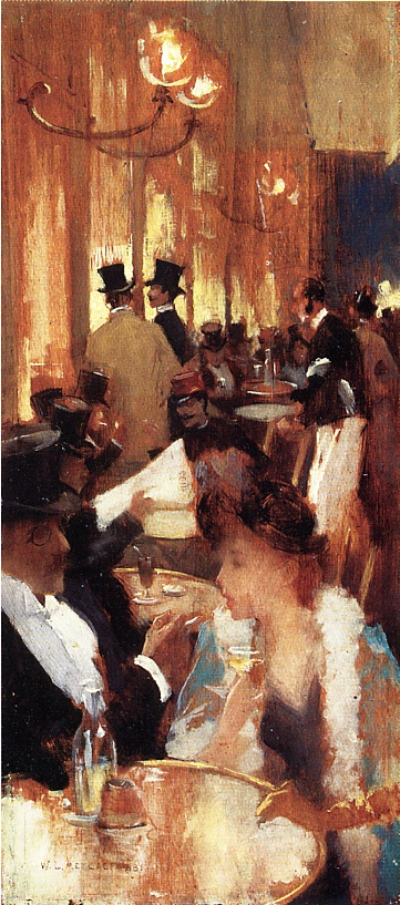 Au Cafe by Willard Metcalf, hand-painted oil reproduction