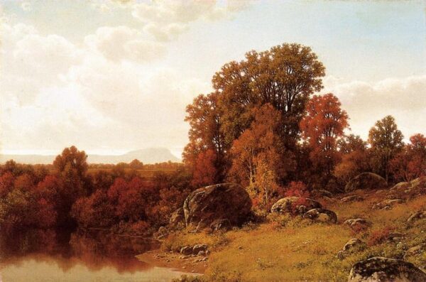 Autumn Scene on the Connecticut River by William Mason Brown, hand-painted oil painting reproduction