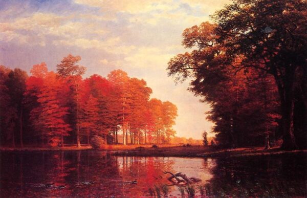 Autumn Woods by Albert Bierstadt, hand-painted oil painting reproduction