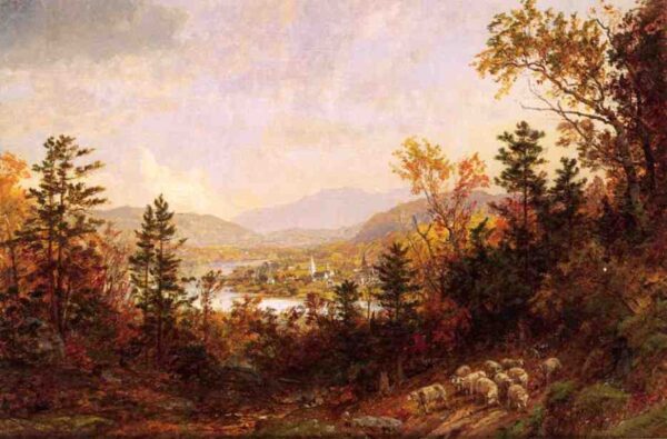 Autumn on the Hudson by Jasper Francis Cropsey, hand-painted oil painting reproduction