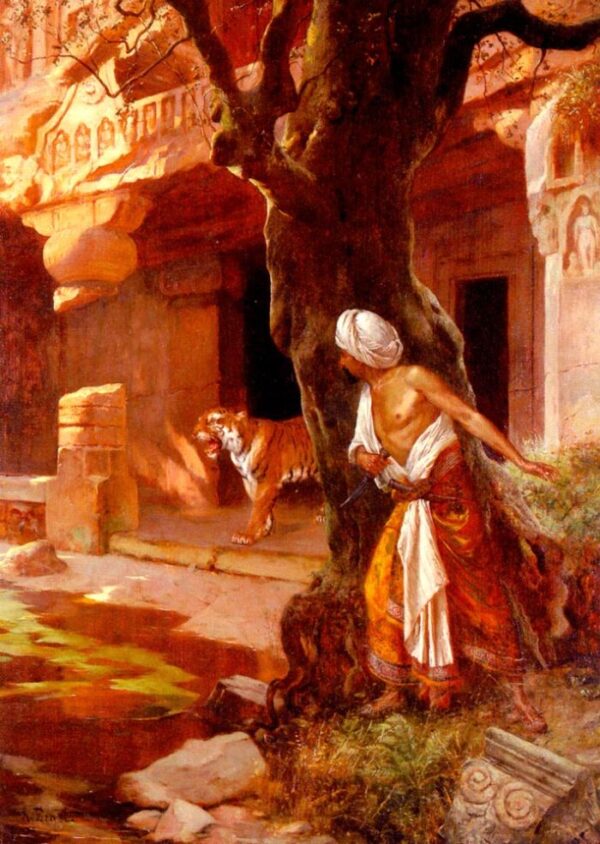 Awaiting the Tiger by Rudolf Ernst, hand-painted oil painting reproduction